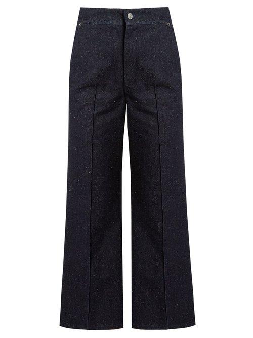 Matchesfashion.com Isabel Marant - Parsley Kick Flare Cropped Jeans - Womens - Navy