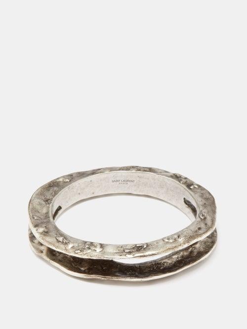 Saint Laurent - Hammered Metal Bangle - Womens - Silver