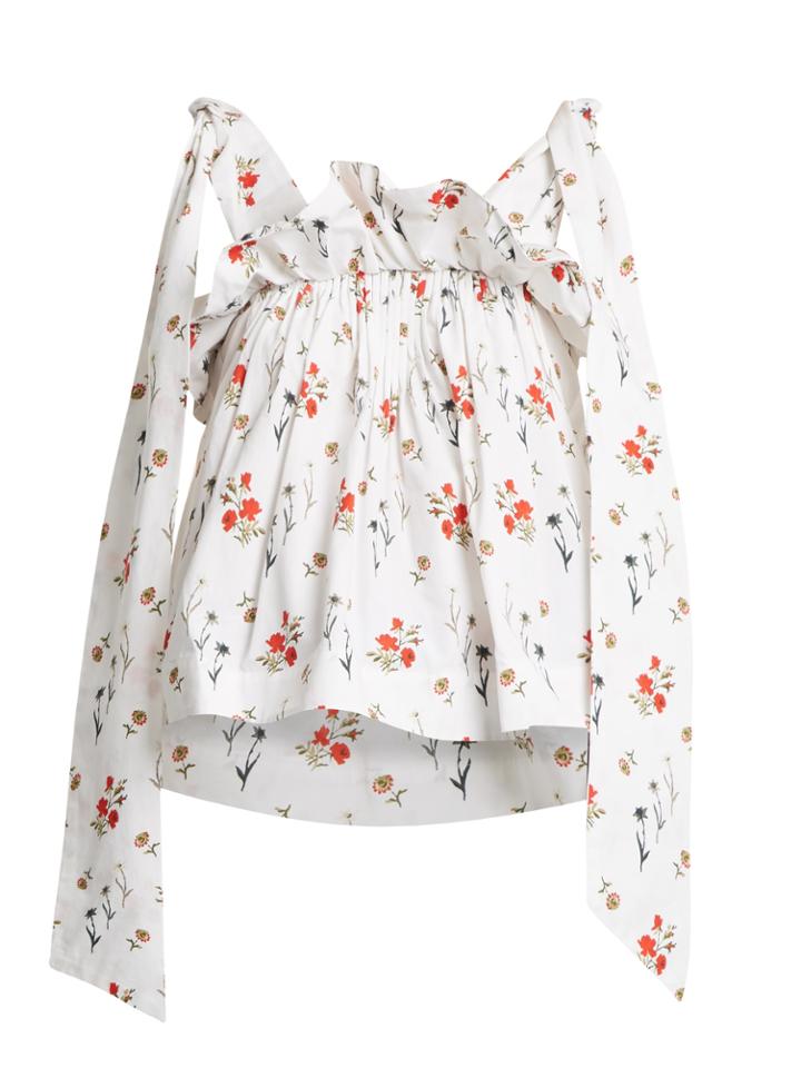 Teija Floral-print Ruffle Blouse