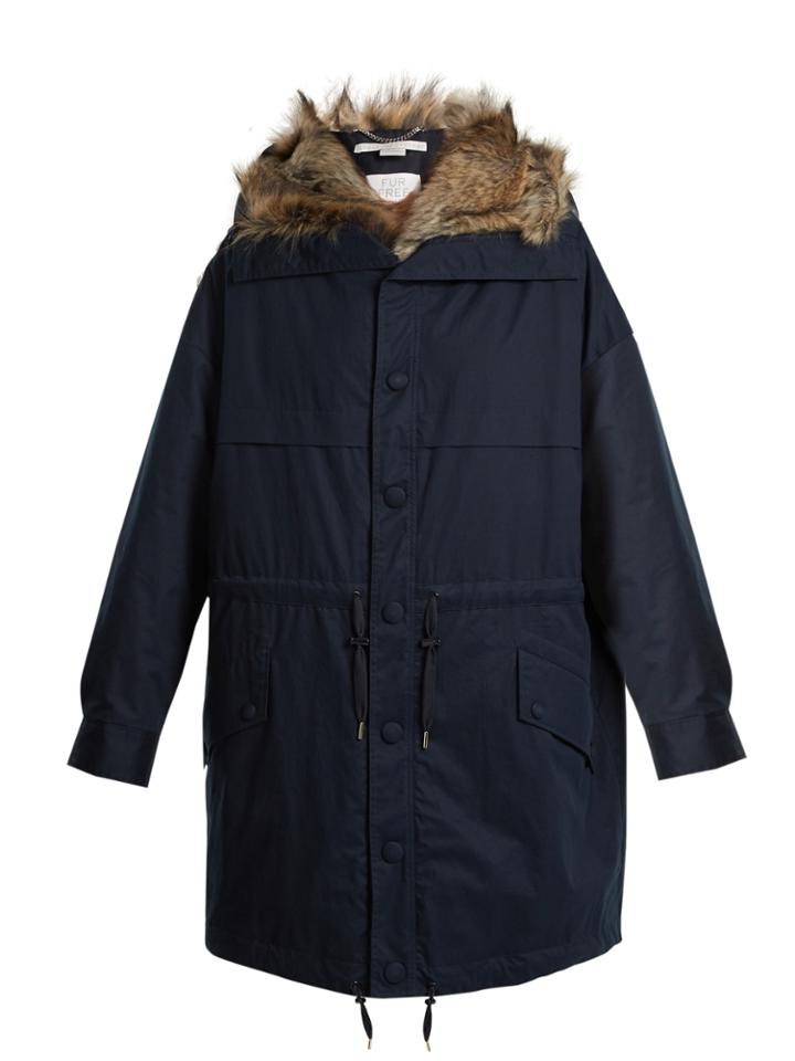 Stella Mccartney Faux-fur Trimmed Cotton Parka