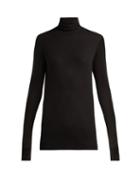 Matchesfashion.com Atm - Roll Neck Ribbed Jersey Top - Womens - Black