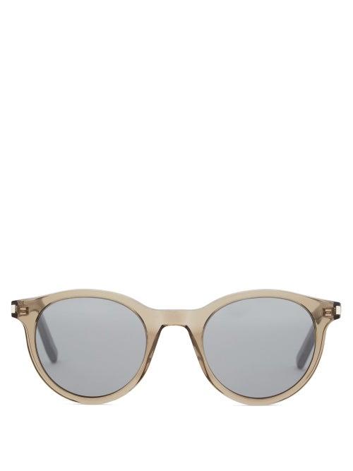 Matchesfashion.com Saint Laurent - Round Acetate Sunglasses - Mens - Beige