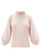 Matchesfashion.com Allude - Funnel-neck Balloon-sleeve Wool-blend Sweater - Womens - Pink