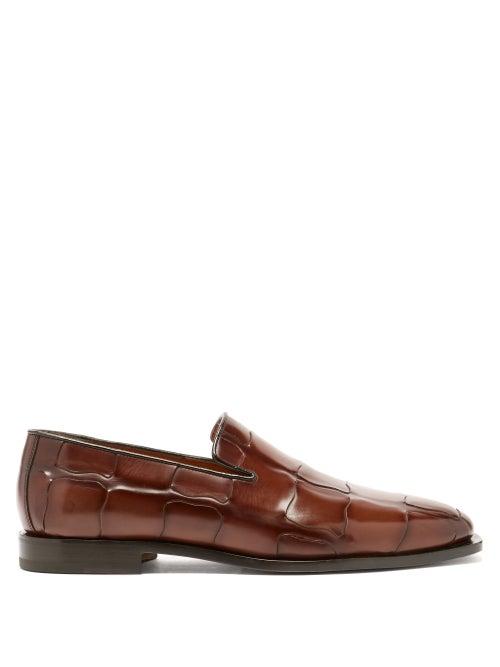 Matchesfashion.com Santoni - Woven-effect Leather Loafers - Mens - Brown