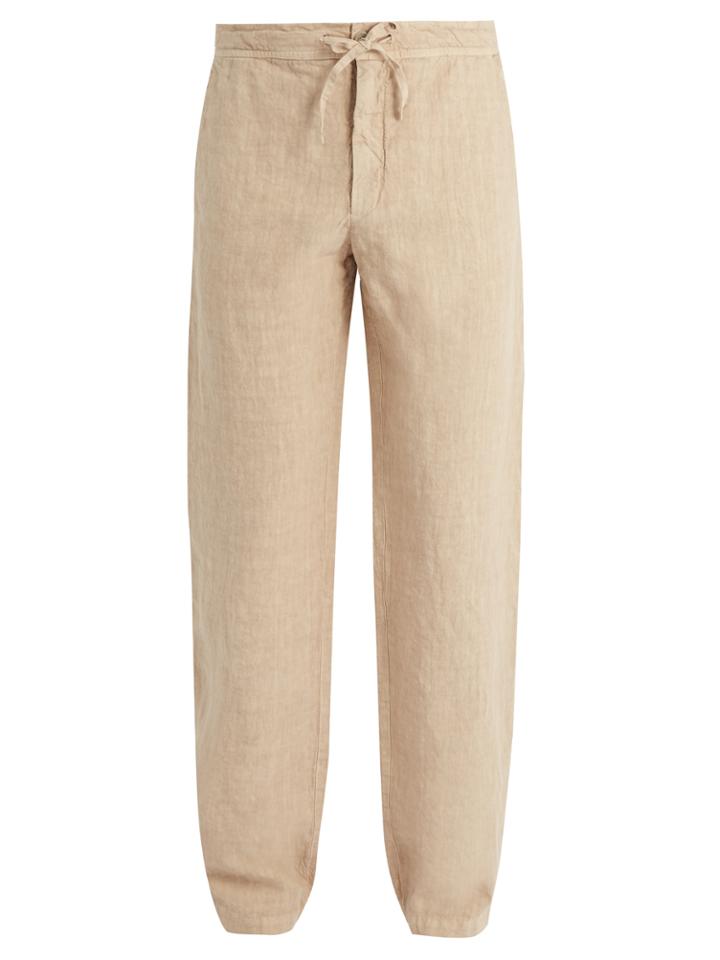 120 Lino Straight-leg Drawstring-waist Linen Trousers