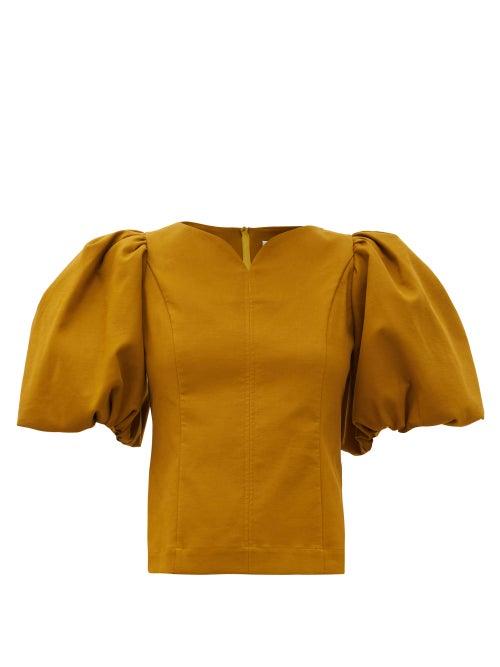 Matchesfashion.com Sea - Marianne Puff-sleeve Cotton Top - Womens - Green