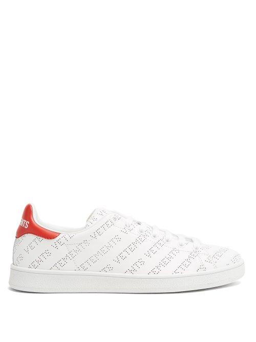 Matchesfashion.com Vetements - Low Top Perforated Leather Trainers - Womens - Red White