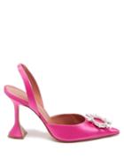 Amina Muaddi - Begum Crystal-embellished Silk-satin Pumps - Womens - Pink