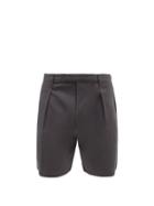 E. Tautz - Single-pleat Cotton-twill Shorts - Mens - Dark Grey