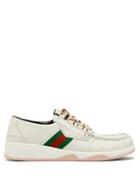 Matchesfashion.com Gucci - Agrado Leather Boat Shoes - Mens - White