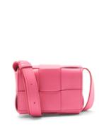 Bottega Veneta - Cassette Mini Intrecciato Leather Crossbody Bag - Womens - Pink