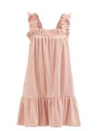 Ephemera - Gathered Cotton-terry Mini Dress - Womens - Light Pink