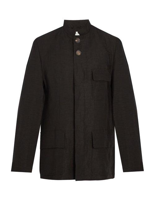 Matchesfashion.com Wales Bonner - Stand Collar Linen Blend Jacket - Mens - Black