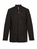 Matchesfashion.com Wales Bonner - Stand Collar Linen Blend Jacket - Mens - Black