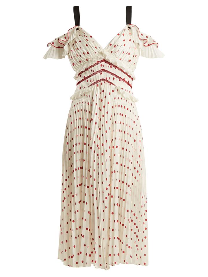 Self-portrait Polka-dot Pleated Dress