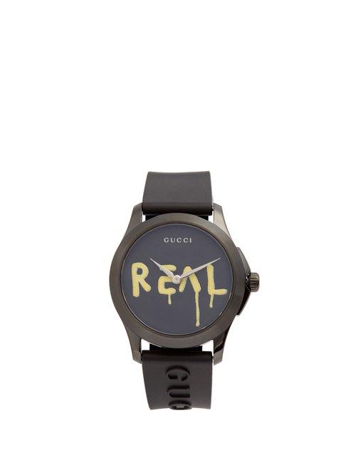 Matchesfashion.com Gucci - G Timeless Rubber Watch - Mens - Black Multi