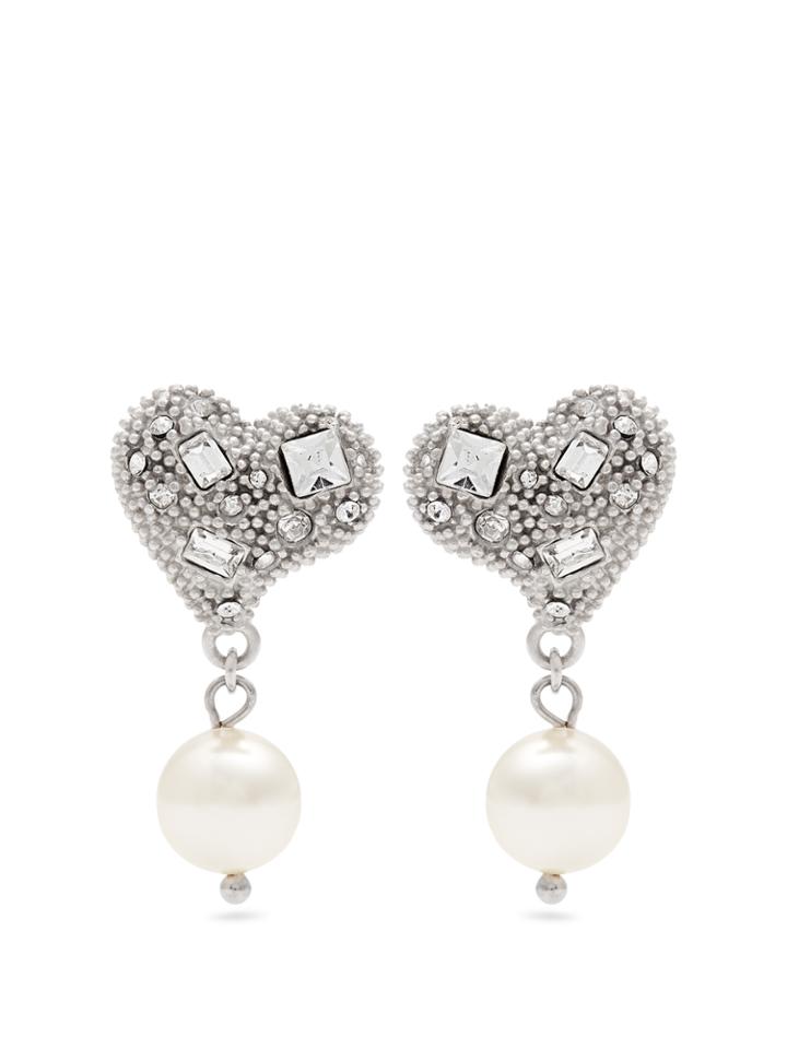 Miu Miu Crystal-embellished Sterling-silver Earrings