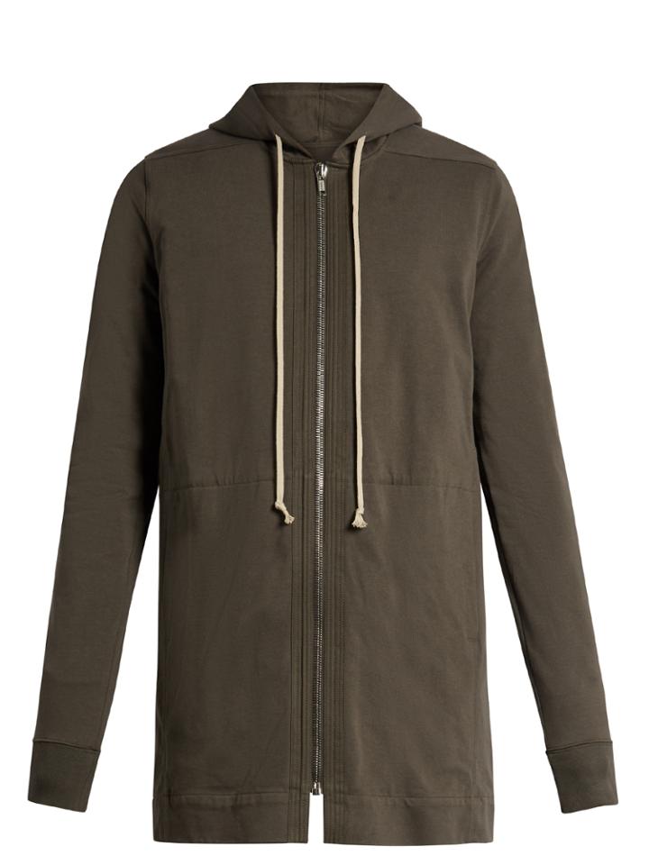 Rick Owens Hooded Zip-through Cotton Sweatshirt