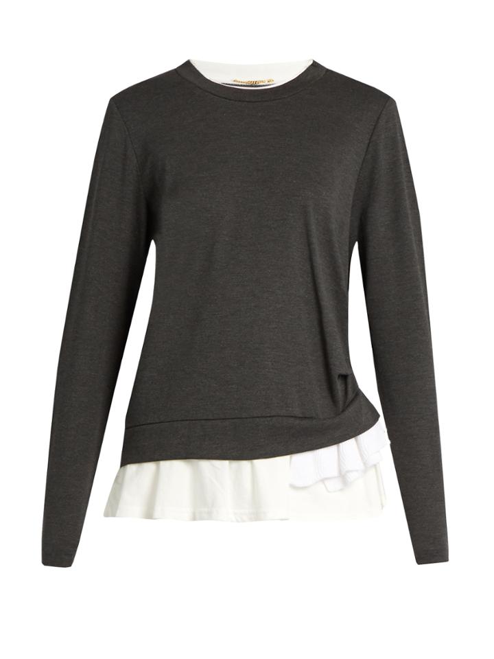 Muveil Ruffled-hem Crew-neck Sweater