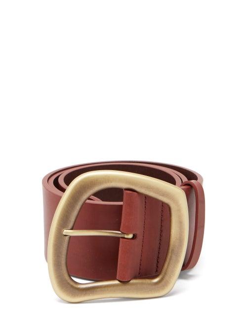 Matchesfashion.com Gabriela Hearst - Simone Asymmetric-buckle Leather Belt - Womens - Burgundy