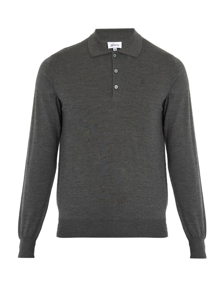 Brioni Long-sleeved Wool Polo Shirt