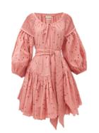 Matchesfashion.com Innika Choo - Meg Nettick Floral-embroidered Dress - Womens - Pink