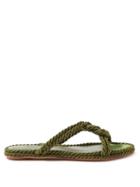 Le Monde Beryl - Rope-braided Suede Sandals - Womens - Green