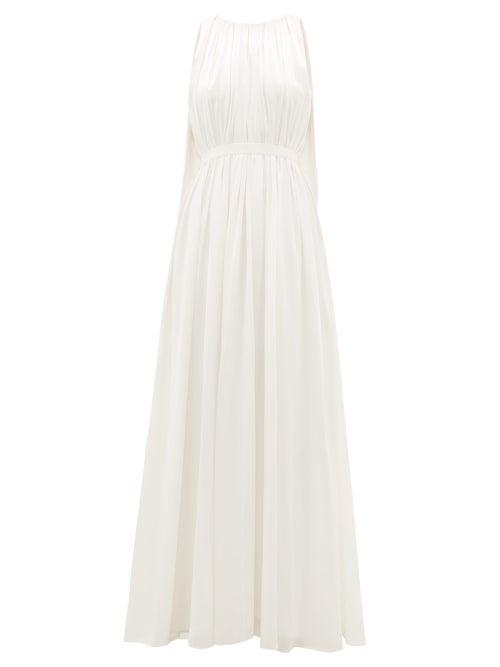 Matchesfashion.com Roksanda - Aurelie Cape-back Silk-satin Gown - Womens - Ivory