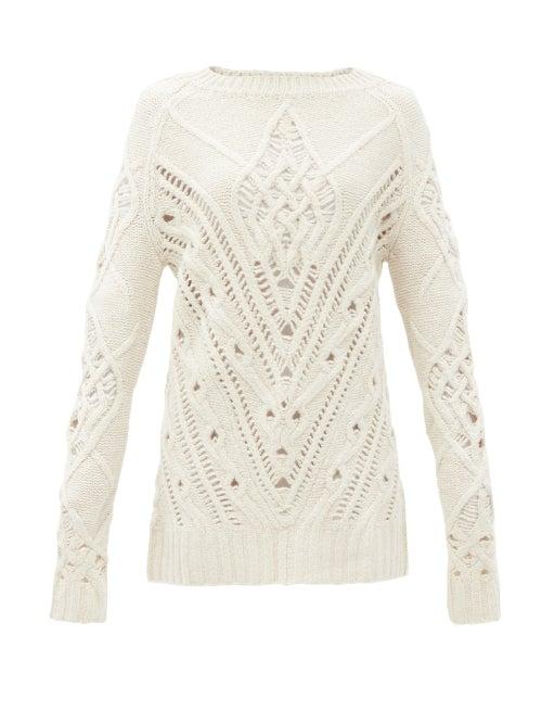 Matchesfashion.com Altuzarra - Gwendolyn Ladder And Cable-knit Sweater - Womens - Ivory