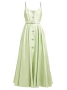 Matchesfashion.com Alessandra Rich - Crystal Embellished Cotton Blend Midi Dress - Womens - Light Green
