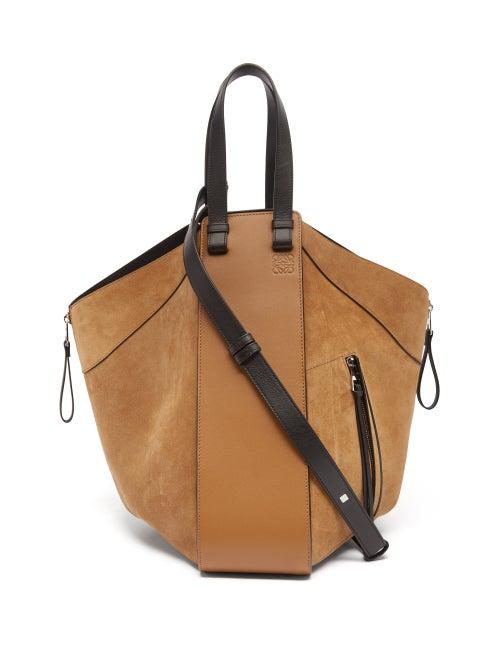 Loewe - Hammock Leather And Suede Tote Bag - Womens - Tan