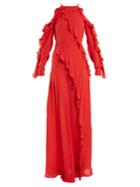 Elie Saab Ruffle-trimmed Silk-crepe Gown