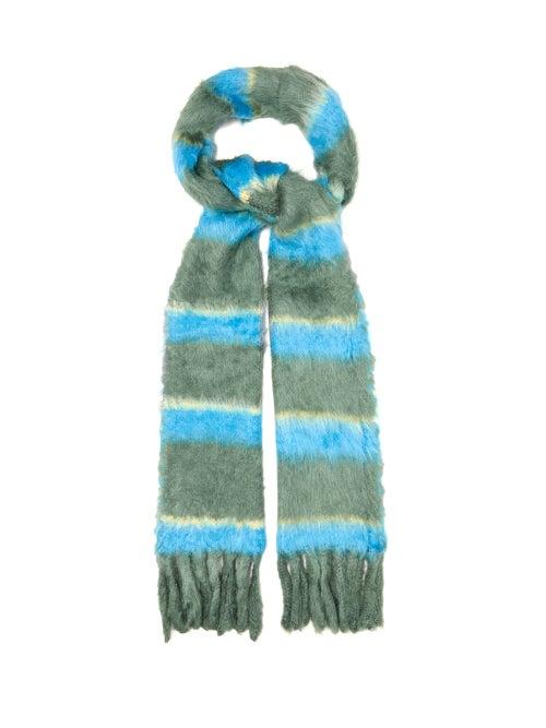 Matchesfashion.com Marc Jacobs - Striped Tasselled Silk Scarf - Womens - Blue