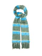 Matchesfashion.com Marc Jacobs - Striped Tasselled Silk Scarf - Womens - Blue