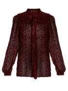 Matchesfashion.com Saint Laurent - Flocked Crepe Polka Dot Blouse - Womens - Burgundy