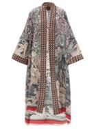 Matchesfashion.com Biyan - Risilla Printed Silk Evening Coat - Womens - Navy Multi