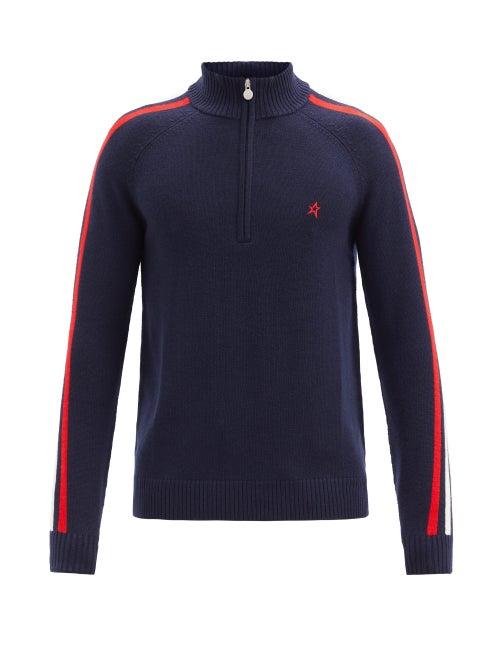 Matchesfashion.com Perfect Moment - La Tour Iv Half-zip Merino-wool Sweater - Mens - Navy