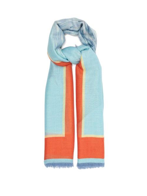 Matchesfashion.com Givenchy - Island-print Cashmere-blend Muslin Scarf - Womens - Blue Multi