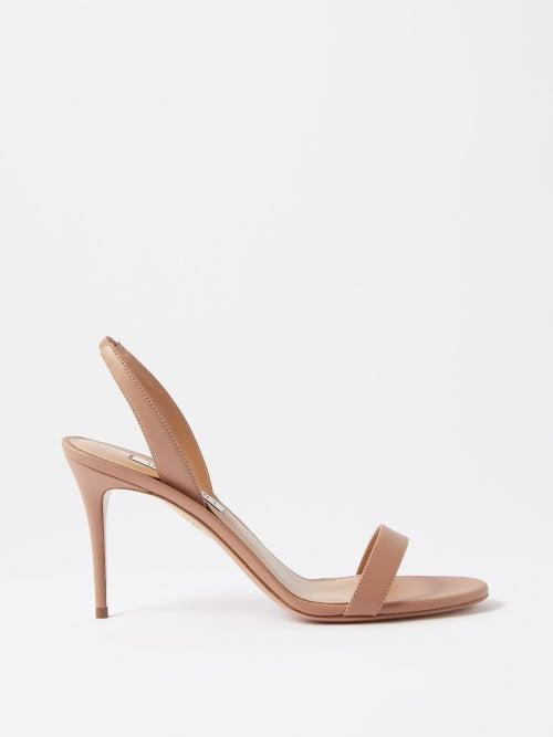 Aquazzura - So Nude 85 Metallic-leather Sandals - Womens - Beige