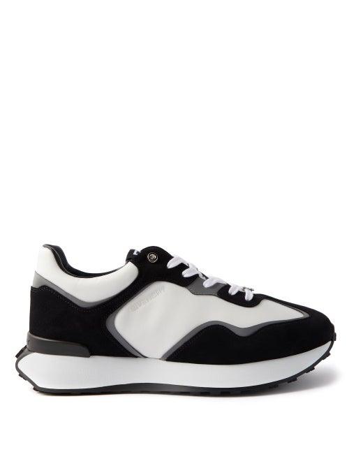 Givenchy - Giv Runner Leather And Suede Trainers - Mens - Black Grey