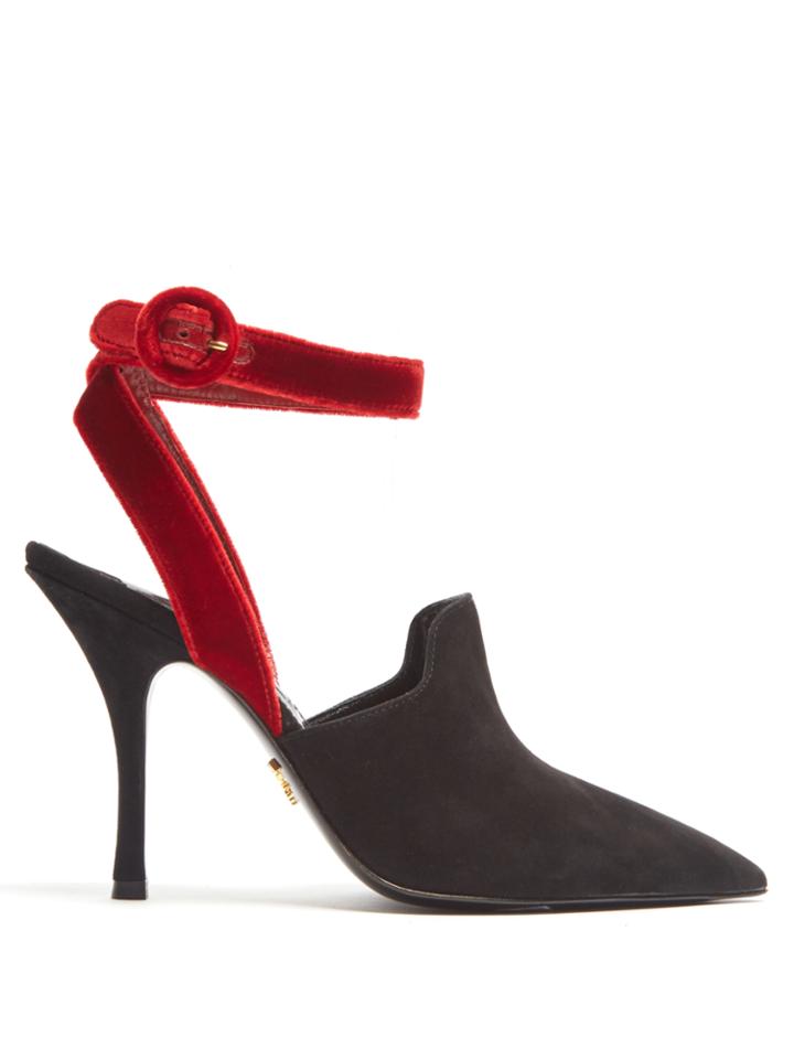 Prada Wraparound Point-toe Velvet Pumps