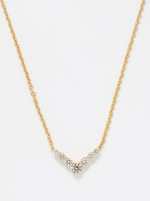 Melissa Kaye - Aria V Diamond & 18kt Gold Necklace - Womens - Gold Multi
