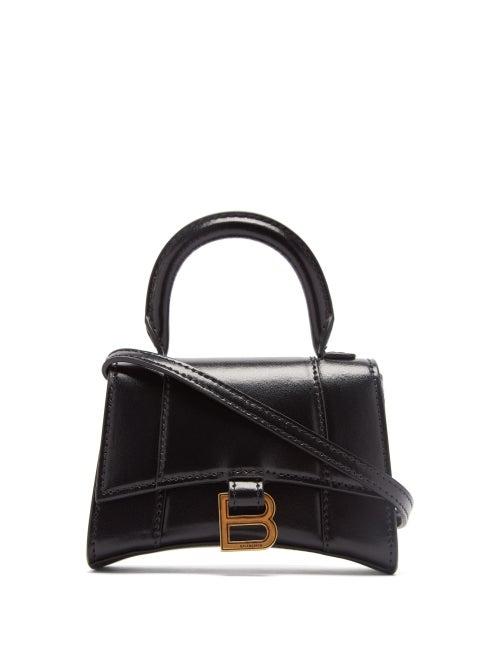 Balenciaga - Hourglass Mini Crocodile-effect Leather Bag - Womens - Black