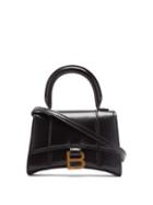 Balenciaga - Hourglass Mini Crocodile-effect Leather Bag - Womens - Black