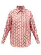 Matchesfashion.com Muzungu Sisters - Fern Botanical-print Silk-faille Blouse - Womens - Pink Print