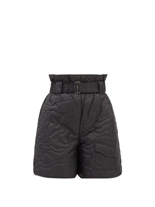 Ganni - Quilted Recycled-fibre Ripstop Shorts - Womens - Black