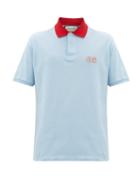 Matchesfashion.com Gucci - Logo-embroidered Cotton-blend Piqu Polo Shirt - Mens - Light Blue