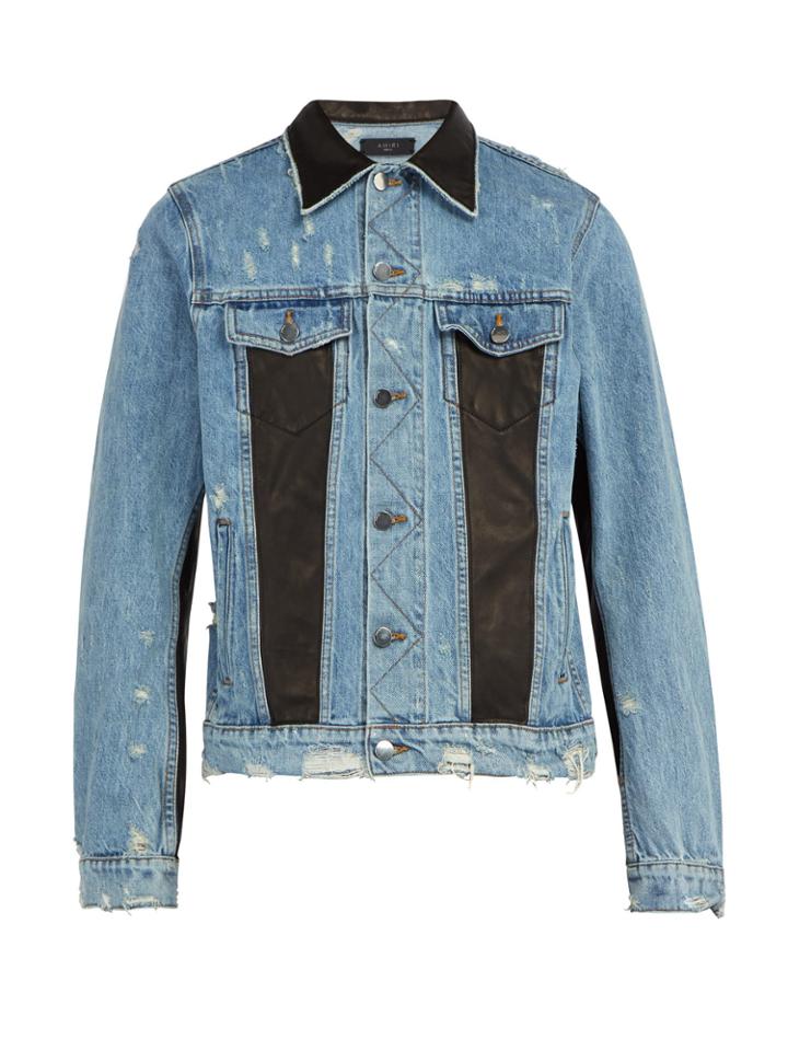 Amiri Leather-panelled Denim Jacket