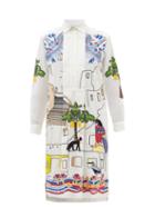 Kilometre Paris - Aaru Embroidered Cotton-khadi Shirt Dress - Womens - White Multi