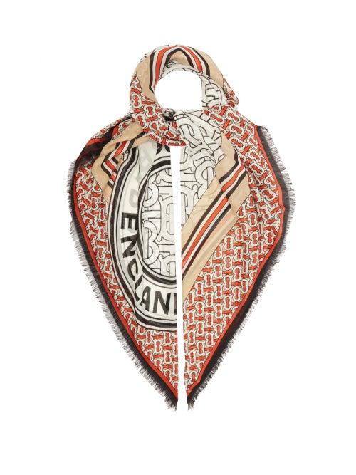 Matchesfashion.com Burberry - Monogram-print Silk Scarf - Womens - Red Multi